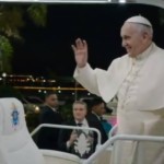 Pope Francis rides the popemobile