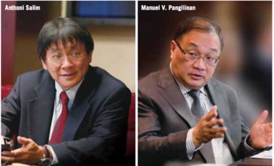 Indonesian Anthoni Salim and his man in the Philippines, Manuel V. Pangilinan.